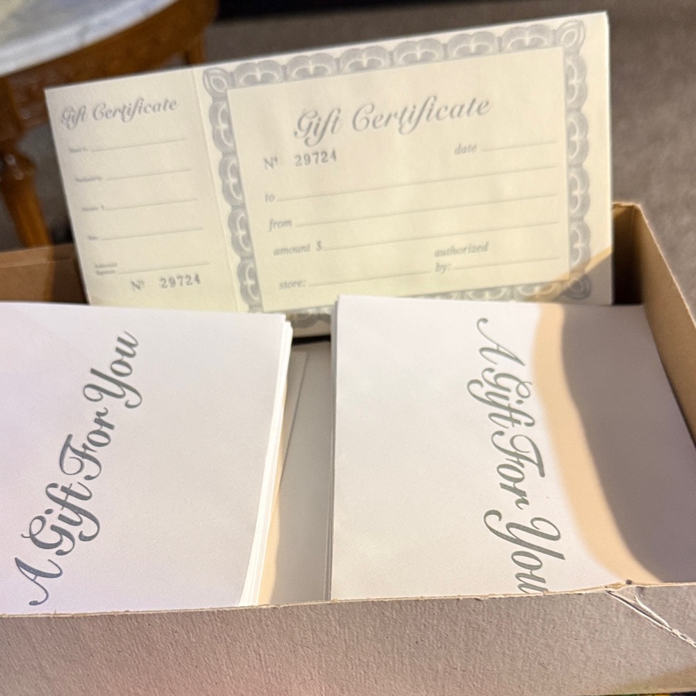 Elegant Gift Certificate Set - Cream and Gray